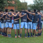 Jogadores do União ABC em campo durante partida do Campeonato Sul-Mato-Grossense Série B.
