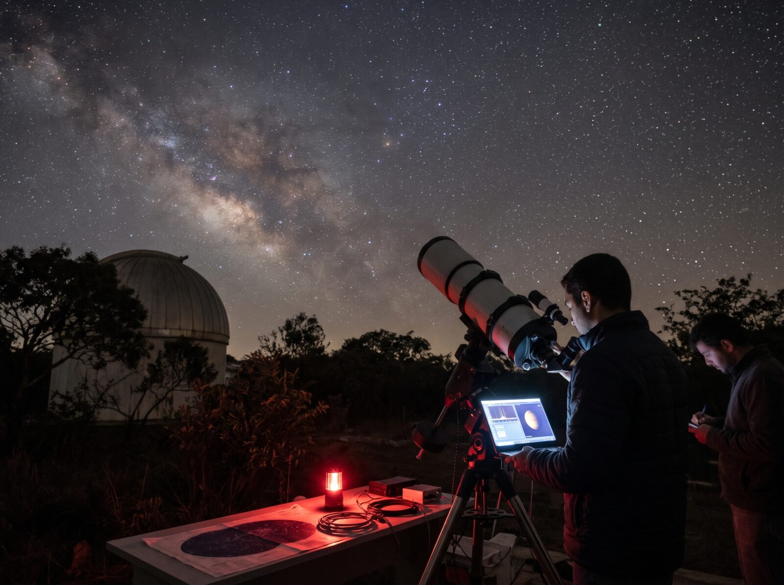 Ilustração de nave espacial sobrevoando planeta com símbolo de interrogação, representando busca por vida extraterrestre.