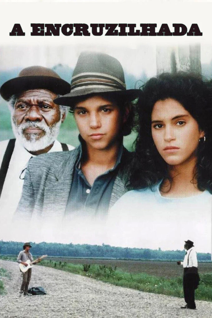 Pôster do filme A Encruzilhada com Robert Johnson e violão na encruzilhada.