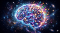 Representação visual da inteligência artificial interagindo com o cérebro humano, destacando o impacto na cognição.